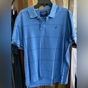 American Eagle | striped blue polo